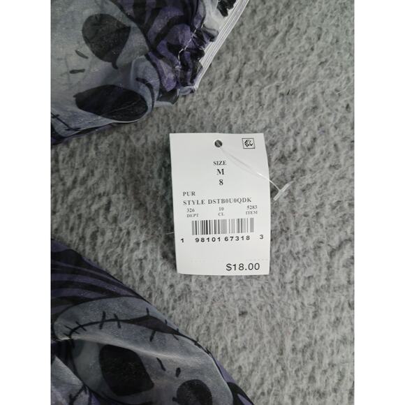 Disney Dress Jack Skellington Girls Medium Purple Kids Puff Sleeve Halloween NWT - Picture 3 of 8